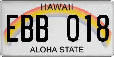 HI license plate EBB018