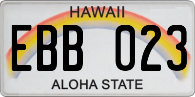HI license plate EBB023
