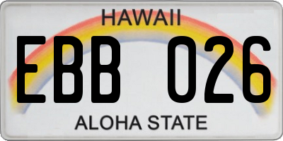 HI license plate EBB026