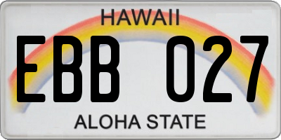 HI license plate EBB027