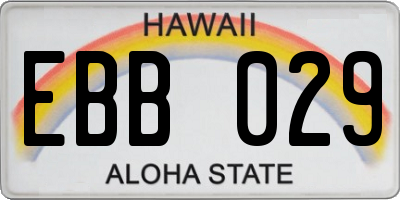 HI license plate EBB029
