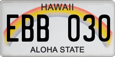 HI license plate EBB030