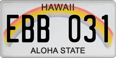 HI license plate EBB031