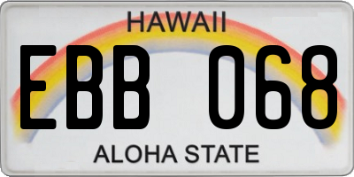 HI license plate EBB068