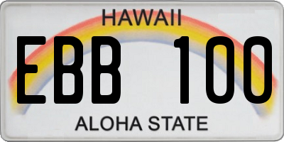 HI license plate EBB100