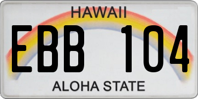 HI license plate EBB104