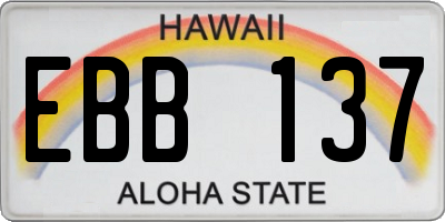 HI license plate EBB137