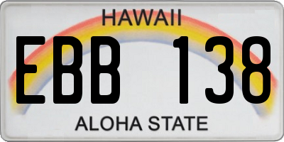 HI license plate EBB138