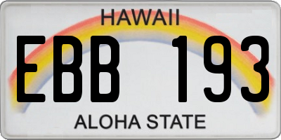 HI license plate EBB193