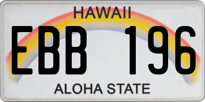 HI license plate EBB196