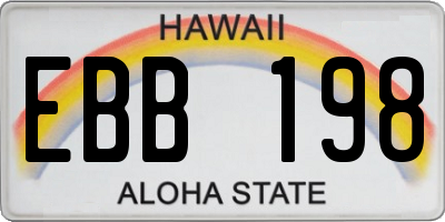 HI license plate EBB198