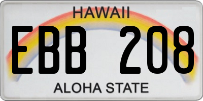 HI license plate EBB208