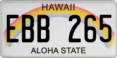 HI license plate EBB265