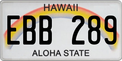 HI license plate EBB289