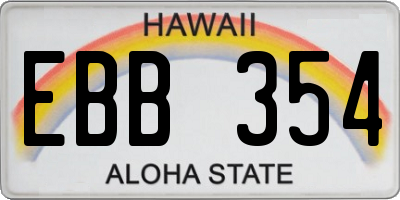 HI license plate EBB354