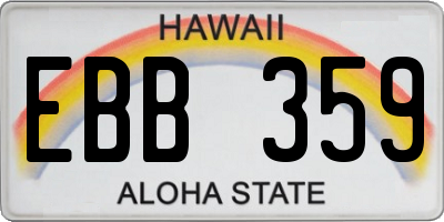 HI license plate EBB359