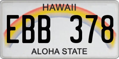 HI license plate EBB378
