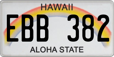HI license plate EBB382