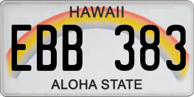 HI license plate EBB383