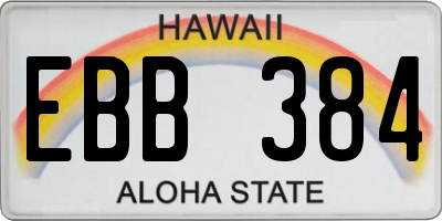 HI license plate EBB384