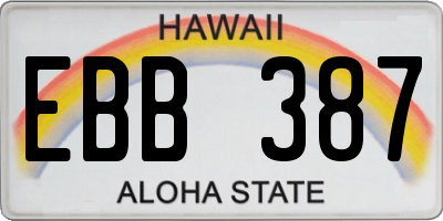 HI license plate EBB387