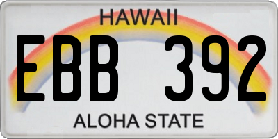HI license plate EBB392
