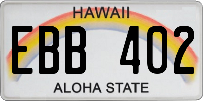 HI license plate EBB402