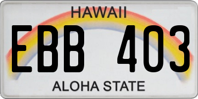 HI license plate EBB403