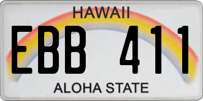 HI license plate EBB411