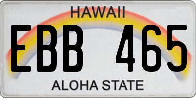 HI license plate EBB465