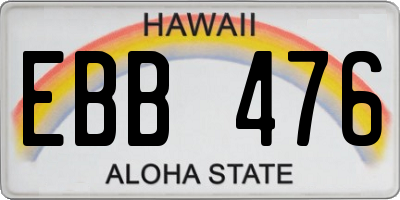 HI license plate EBB476