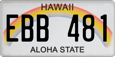 HI license plate EBB481