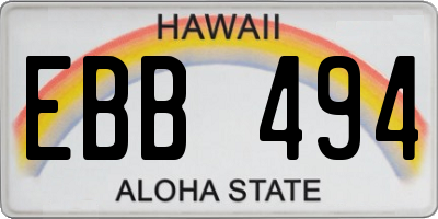 HI license plate EBB494