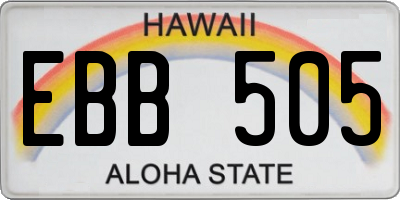 HI license plate EBB505