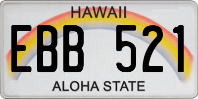HI license plate EBB521
