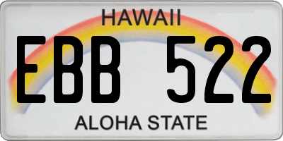 HI license plate EBB522