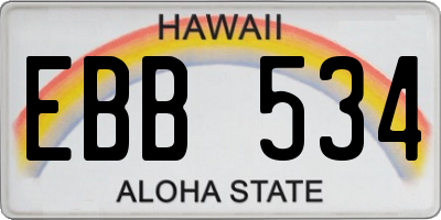 HI license plate EBB534