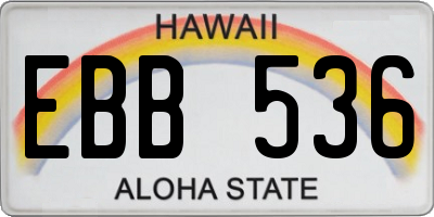 HI license plate EBB536