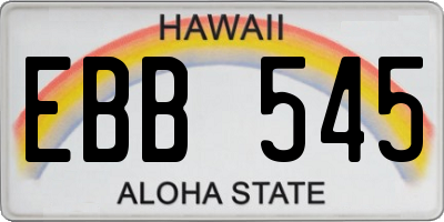 HI license plate EBB545