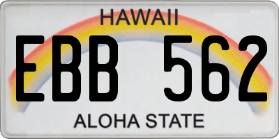 HI license plate EBB562