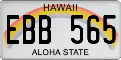 HI license plate EBB565