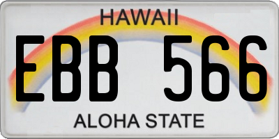 HI license plate EBB566