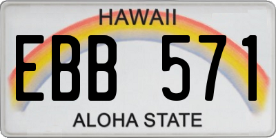 HI license plate EBB571