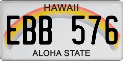 HI license plate EBB576