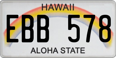 HI license plate EBB578