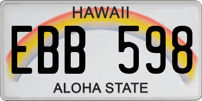HI license plate EBB598