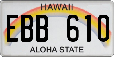 HI license plate EBB610