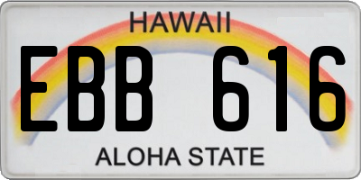 HI license plate EBB616