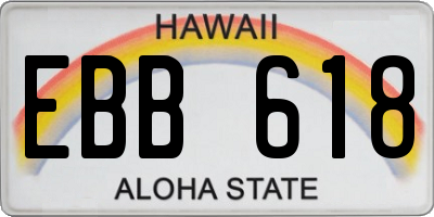 HI license plate EBB618
