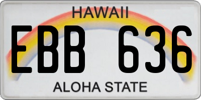 HI license plate EBB636